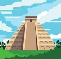 scene of an aztec pyramid with a dramatic sky. world heritage site. vector