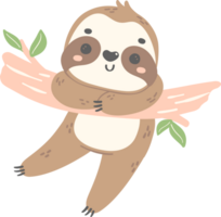 Cute Baby Sloth Hanging cartoon nursery illustration png