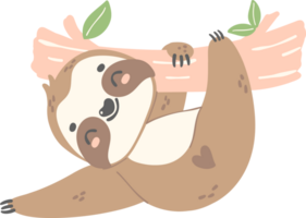 Cute Baby Sloth Hanging cartoon nursery illustration png