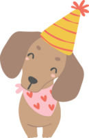 Birthday Dog, Cute Dachshund Sausage Dog with balloons , Festive and Playful Pet in Colorful Party Theme png