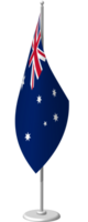 AUSTRALIA flag on flagpole for registration of solemn event, meeting foreign guests. National banner of AUSTRALIA. PNG image on transparent back