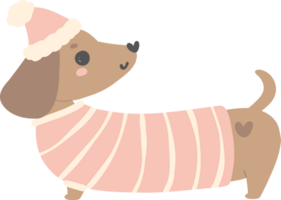 linda perro tejonero Navidad, rosado Navidad animal dibujos animados ilustración png
