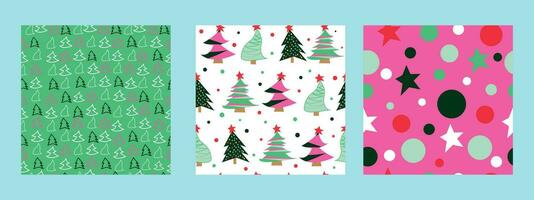 Set of holiday and New Year seamless patterns. Christmas pattern. vector