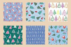 Vector set of seamless Christmas and New Year patterns. Winter and Christmas patterns.