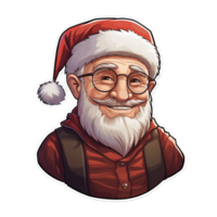 ai gerado Natal adesivo do uma Vovô vestindo papai noel chapéu png