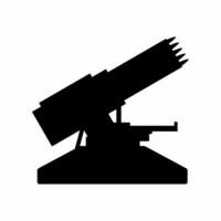 Multiple rocket launcher silhouette vector. Missile launcher turret silhouette can be used as icon, symbol or sign. Missile turret icon vector for design of weapon, military, army or war