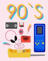 Classic elements of the 80s-90s. Vector illustration. Retro style