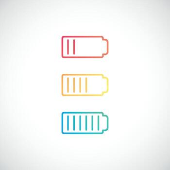 conjunto de batería con diferente nivel de cargar. vector