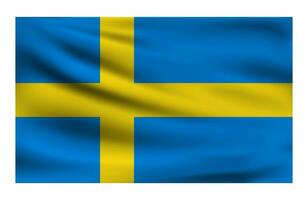 Realistic National flag of Sweden. vector