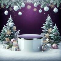 AI generated ai generative, podium display for Merry Christmas or happy New Year background photo