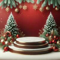 AI generated ai generative, podium display for Merry Christmas or happy New Year background photo