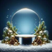 AI generated ai generative, podium display for Merry Christmas or happy New Year background photo