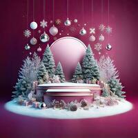 AI generated ai generative, podium display for Merry Christmas or happy New Year background photo