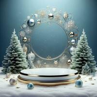 AI generated ai generative, podium display for Merry Christmas or happy New Year background photo