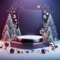 AI generated ai generative, podium display for Merry Christmas or happy New Year background photo