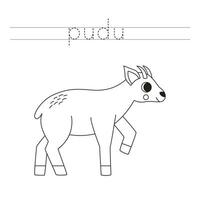 rastro el letras y color dibujos animados maned lobo. escritura práctica para niños. vector