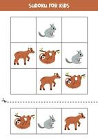 Educational Sudoku game with cute south American animals. vector