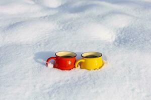 Coffee in a cup on the background of a winter theme photo