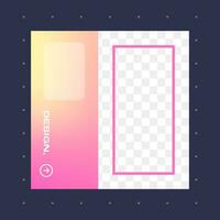 Colorful square gradient background. Social media frame vector illustration.