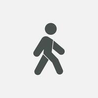 vector illustration of walking man icon on grey background