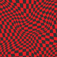 Cute square groovy abstract seamless pattern. Wavy chessboard for funky poster. vector