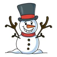 snowman, Christmas colorful ornaments icon. Winter event. Chrismas decorations. Happy new year. doodle elements. vector