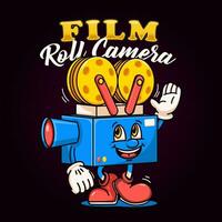 película película cámara, personaje mascota. adecuado para logotipos, mascotas, camisetas, pegatinas y carteles vector