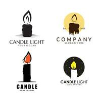 Burning Candle Vector Logo Template in Simple Flat Style.