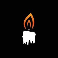 Burning Candle Vector Logo Template in Simple Flat Style.