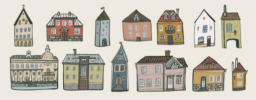 europeo casas vector ilustraciones colocar.