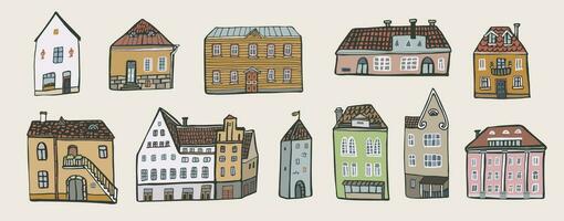 European houses vector illustartions set.