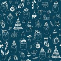 Santa face vector seamless pattern.