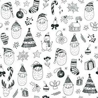 Santa face vector seamless pattern.