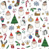 Santa face vector seamless pattern.