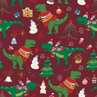Navidad dinosaurios vector sin costura modelo.