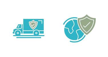 Delivery Truck and Worldwide Security Icon vector
