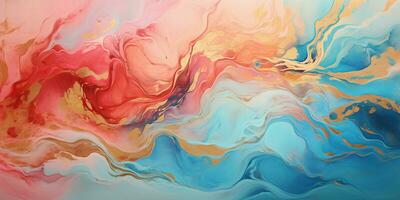 AI generated Luxury Abstract Marble Texture Background, Creative multicolored Painted waves ink Technique photo