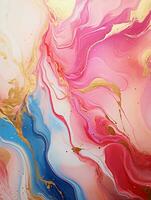 AI generated Luxury Abstract Marble Texture Background, Creative multicolored Painted waves ink Technique photo