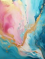 AI generated Luxury Abstract Marble Texture Background, Creative multicolored Painted waves ink Technique photo