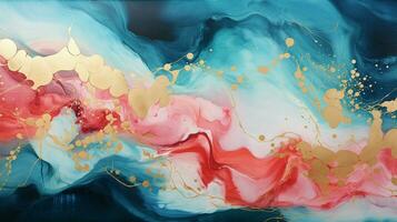 AI generated Luxury Abstract Marble Texture Background, Creative multicolored Painted waves ink Technique photo