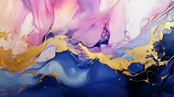 AI generated Luxury Abstract Marble Texture Background, Creative multicolored Painted waves ink Technique photo