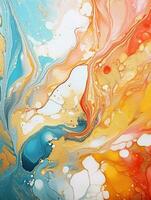 AI generated Luxury Abstract Marble Texture Background, Creative multicolored Painted waves ink Technique photo