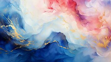 AI generated Luxury Abstract Marble Texture Background, Creative multicolored Painted waves ink Technique photo