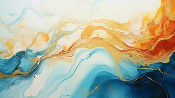 AI generated Luxury Abstract Marble Texture Background, Creative multicolored Painted waves ink Technique photo