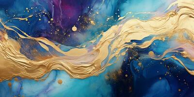 AI generated Luxury Abstract Marble Texture Background, Creative multicolored Painted waves ink Technique photo