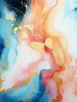 AI generated Luxury Abstract Marble Texture Background, Creative multicolored Painted waves ink Technique photo