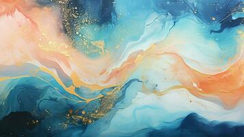 AI generated Luxury Abstract Marble Texture Background, Creative multicolored Painted waves ink Technique photo