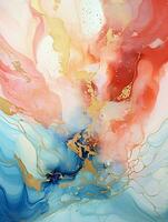 AI generated Luxury Abstract Marble Texture Background, Creative multicolored Painted waves ink Technique photo