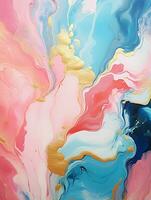AI generated Luxury Abstract Marble Texture Background, Creative multicolored Painted waves ink Technique photo