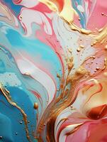 AI generated Luxury Abstract Marble Texture Background, Creative multicolored Painted waves ink Technique photo